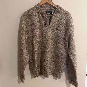 Wool Two Button Oatmeal Sweater